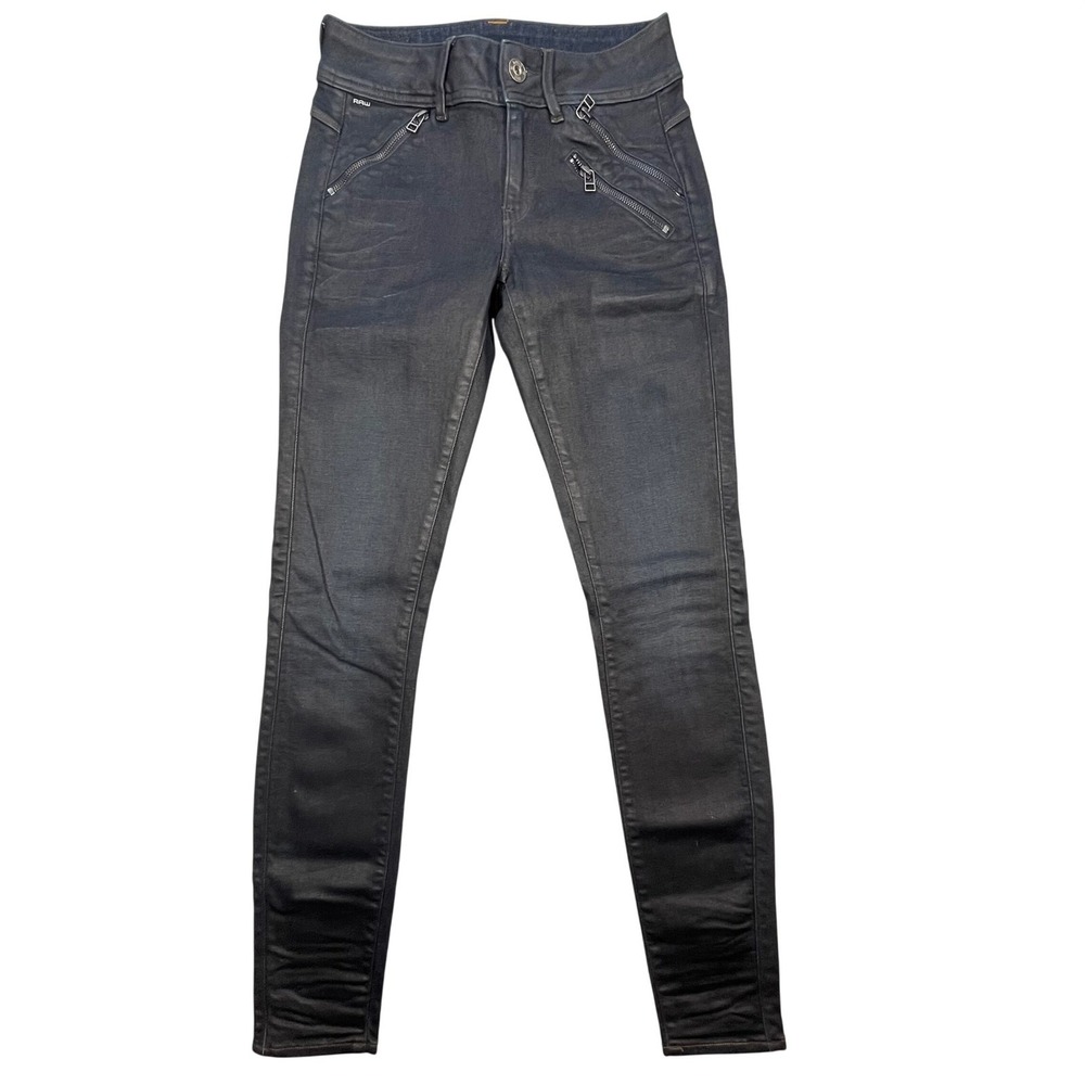 G-Star Raw Black Lynn Biker Mid Skinny Jeans Women 27x32